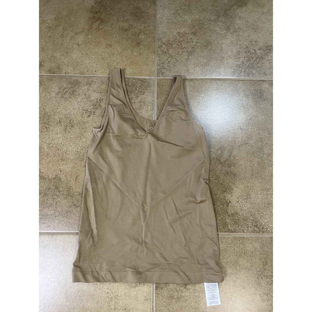 J.CREW Women's Sz S Beige Brown Layering Tank Top Fitted Smoothing Stretchy
